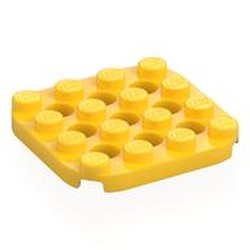 LEGO part 7864 Plate 4 x 4 with Rounded Corners, Pin Holes between Studs in Bright Yellow/ Yellow