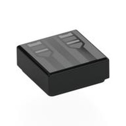 LEGO part 3070bpr0106 Tile 1 x 1 with Dark Bluish Grey Stripes, Clasps Print in Black