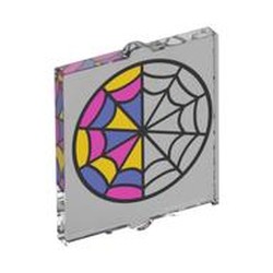 LEGO part 60601pr0021 Glass for Window 1 x 2 x 2 Flat with Spider Web, One Side Colored Print in Transparent/ Trans-Clear