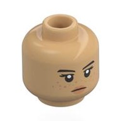 LEGO part 28621pr0218 Minifig Head with Print in Warm Tan