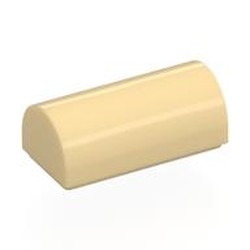 LEGO part 3563 Brick Curved 1 x 2 x 2/3 Double Curved Top, No Studs in Brick Yellow/ Tan