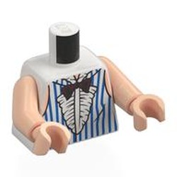 LEGO part 973c02h02pr0016 Torso, Light Nougat Arms and Hands with print in White