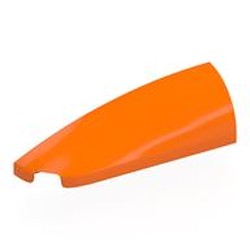 LEGO part 7206 Brick Round, Curved Double 1 x 4 with Stud Notch Left in Bright Orange/ Orange