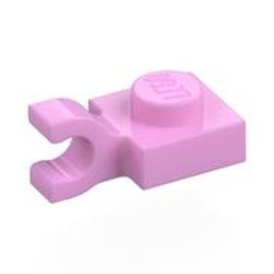 LEGO part 61252 Plate Special 1 x 1 with Clip Horizontal [Thick Open O Clip] in Light Purple/ Bright Pink