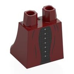 LEGO part 36036pr0049 Hips and Legs Under Dress/Robe with Black Underdress print in Dark Red
