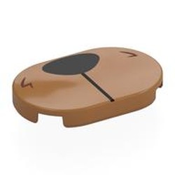 LEGO part 7853pr0006 Tile Round 2 x 3 with Black Deer Nose, Fur print in Medium Nougat