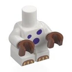 LEGO part 118674pr0002 Small Figure Body, Nougat Hands, Black Spots, Medium Nougat Toes, Yellow Claws print in White