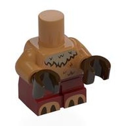 LEGO part 118674pr0001 Small Figure Body, Dark Red Legs, Dark Brown Hands, Dark Tan Fur print in Medium Nougat