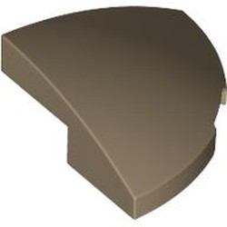 LEGO part 5852 Brick Round Corner, Curved 2 x 2 x 2/3 Quarter Circle in Sand Yellow/ Dark Tan