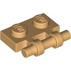 LEGO part 2540 Plate Special 1 x 2 Side Handle [Free Ends] in Warm Tan