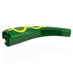 LEGO part 67361pr0001 Animal / Creature Body Part, Tail / Claw / Horn / Branch / Tentacle, End Section, Large with Yellow Line, Circles print in Dark Green/ Green