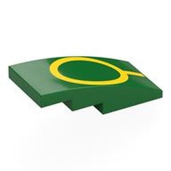 LEGO part 93606pr0042 Brick Curved 4 x 2 No Studs with print in Dark Green/ Green