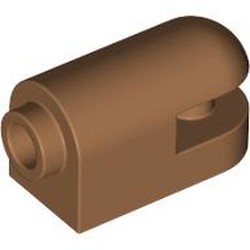 LEGO part 7534 Brick Round, Curved 1 x 2 with Side Stud, Bar in Medium Nougat