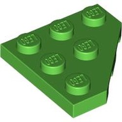 LEGO part 2450 Wedge Plate 3 x 3 Cut Corner in Bright Green