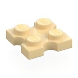 LEGO part 8442 Plate Special 2 x 2 with Round Cutouts on Sides in Brick Yellow/ Tan