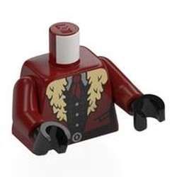 LEGO part 973c10h03pr0013 Torso, Dark Red Arms, Black Hands with print in Dark Red