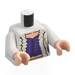 LEGO part 973c27h02pr0030 Torso, White Arms, Light Nougat Hands with print in White