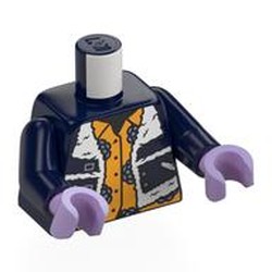 LEGO part 973c05h39pr0001 Torso, Dark Blue Arms, Lavender Hands with print in Earth Blue/ Dark Blue