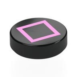 LEGO part 8491pr0003 Tile Round 1.5 x 1.5 with Bright Pink Square Print in Black