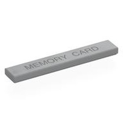 LEGO part 6636pr0029 Tile 1 x 6 with Dark Bluish Grey 'MEMORY CARD' Print in Medium Stone Grey/ Light Bluish Gray