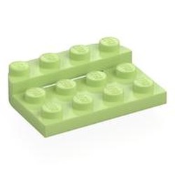 LEGO part 3263 Plate Round Corners Double 3 x 4 with 1 x 4 Raised Edge Studs in Spring Yellowish Green/ Yellowish Green