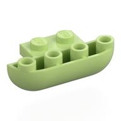 LEGO part 7533 Brick Round, Curved Inverted Triple 1 x 3 x 1 with 1 x 2 Extension in Spring Yellowish Green/ Yellowish Green