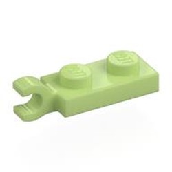 LEGO part 63868 Plate Special 1 x 2 with Clip Horizontal on End in Spring Yellowish Green/ Yellowish Green