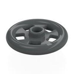 LEGO part 7610 Plate Special, 1 x 1 Stud with 3 x 3 Ring Around in Dark Stone Grey / Dark Bluish Gray