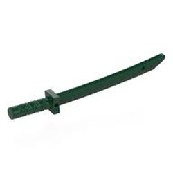 LEGO part 21459 Weapon Sword / Katana / Shamshir with Capped Pommel [Square Guard] in Earth Green/ Dark Green