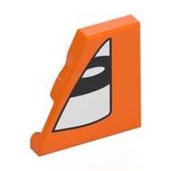LEGO part 7828pr0003 Wedge Tile 2 x 2 Left with White Eye Right print in Bright Orange/ Orange