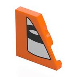 LEGO part 7829pr0003 Wedge Tile 2 x 2 Right with White Eye Left print in Bright Orange/ Orange