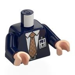 LEGO part 973c05h02pr0007 Torso, Dark Blue Arms, Light Nougat Hands with print in Earth Blue/ Dark Blue