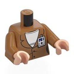 LEGO part 973c23h02pr0005 Torso, Medium Nougat Arms, Light Nougat Hands with print in Medium Nougat