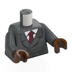 LEGO part 973c12h19pr0001 Torso, Dark Bluish Gray Arms, Reddish Brown Hands with print in Dark Stone Grey / Dark Bluish Gray
