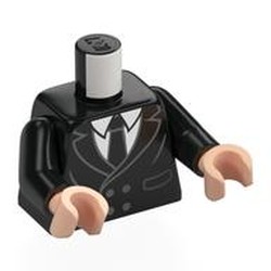LEGO part 973c03h02pr0023 Torso, Black Arms, Light Nougat Hands with print in Black