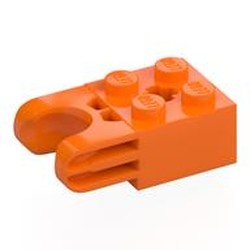 LEGO part 67696 Technic Brick Special 2 x 2 with Ball Socket Wide and Axle Hole, No Arm Holes in Bright Orange/ Orange