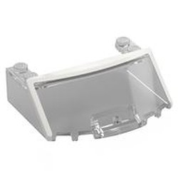 LEGO part 116173pat0002 Windscreen 5 x 6 x 1 2/3 Curved Front with White Stripes pattern in Transparent/ Trans-Clear