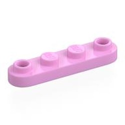 LEGO part 77845 Plate Special 1 x 4 Rounded with 2 Open Studs in Light Purple/ Bright Pink