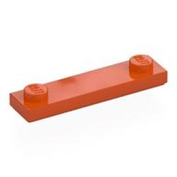 LEGO part 41740 Plate Special 1 x 4 with 2 Studs with Groove [New Underside] in Reddish Orange