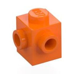 LEGO part 26604 Brick Special 1 x 1 with Studs on 2 Adjacent Sides in Bright Orange/ Orange