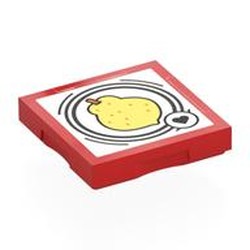 LEGO part 102349pr0056 Tile Special 2 x 2 with SMART Tag with Sitrus Berry Print in Bright Red/ Red