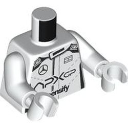 LEGO part 973c27h27pr0021 Torso, White Arms and Hands with print in White