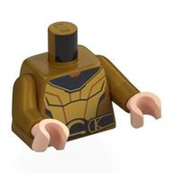 LEGO part 973c21h02pr0001 Torso with Print, Pearl Gold Arms, Light Nougat Hands in Warm Gold/ Pearl Gold