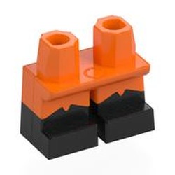 LEGO part 16709pat03pr0001 Leg Short with Black Feet Pattern with Black Boots print in Bright Orange/ Orange