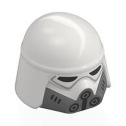 LEGO part 118762pr0001 Helmet, Imperial Remnant Snowtrooper, Black Eyes, Dark Bluish Gray Mouthpiece Print in White