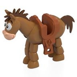 LEGO part 87939pr0002 Animal, Horse 'Bullseye' with Tan Face, Dark Orange Saddle, Dark Brown Mane, Tail print in Medium Nougat