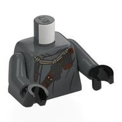 LEGO part 973c12h03pr0006 Torso, Dark Bluish Gray Arms, Black Hands with print in Dark Stone Grey / Dark Bluish Gray