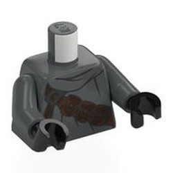 LEGO part 973c12h03pr0007 Torso, Dark Bluish Gray Arms, Black Hands with print in Dark Stone Grey / Dark Bluish Gray
