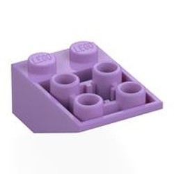 LEGO part 3747b Brick Sloped Inverted 33° 3 x 2, Connections between Studs, Ovoid Bottom Pin in Medium Lavender