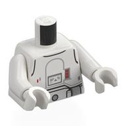 LEGO part 973c27h27pr0025 Torso Armour, Red Lights, Utility Belt Print, White Arms and Hands in White